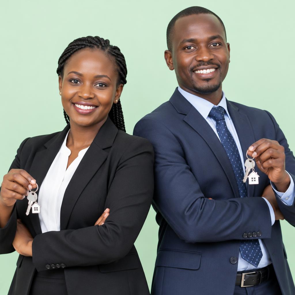 Kenyan property managers holding house keys